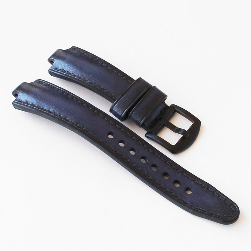 Dark Blue watch strap for Bvlgari Diagono, Bvlgari Aluminium 22x7, 22x8mm - สายนาฬิกา - หนังแท้ สีน้ำเงิน