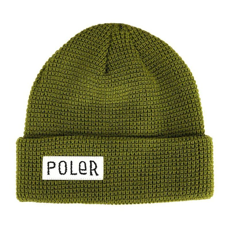 POLER WORKERMAN BEANIE 布標反摺毛帽 橄欖綠 - 帽子 - 其他材質 綠色