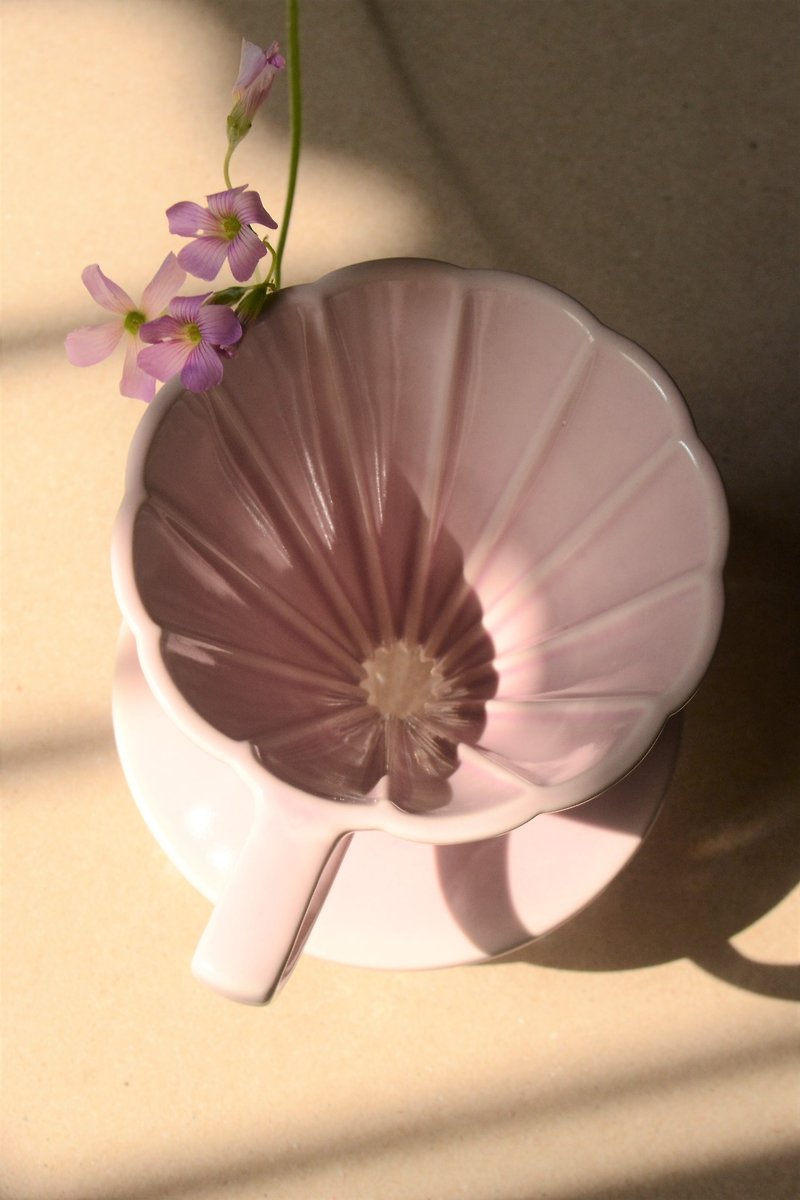 Yanzi chrysanthemum type long rib filter cup 01 hand-brewed filter cup coffee filter cup coffee filter Mother's Day gift - เครื่องทำกาแฟ - เครื่องลายคราม สีใส