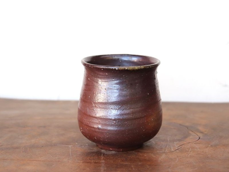備前焼 湯のみ(大)【ろくろ目】 y6-035 - 茶壺/茶杯/茶具 - 陶 咖啡色