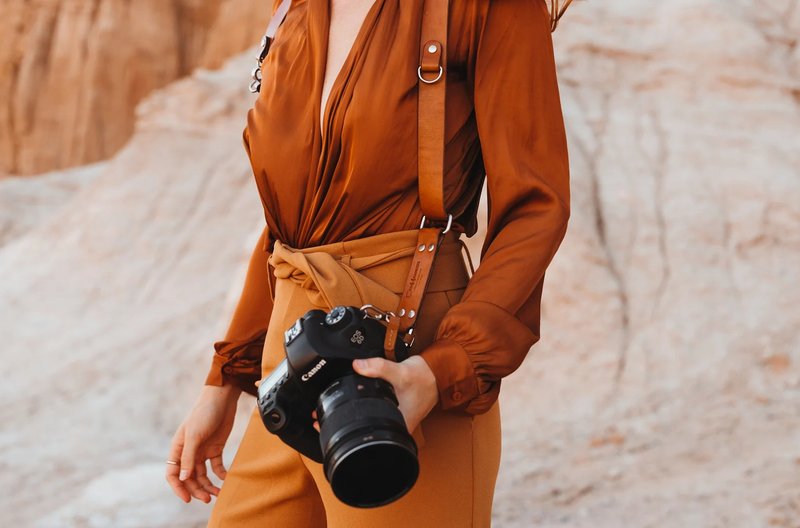 Dual Leather Camera Strap, Double Camera Harness, Double Shoulder Camera Strap, - 腰帶/皮帶 - 真皮 黑色