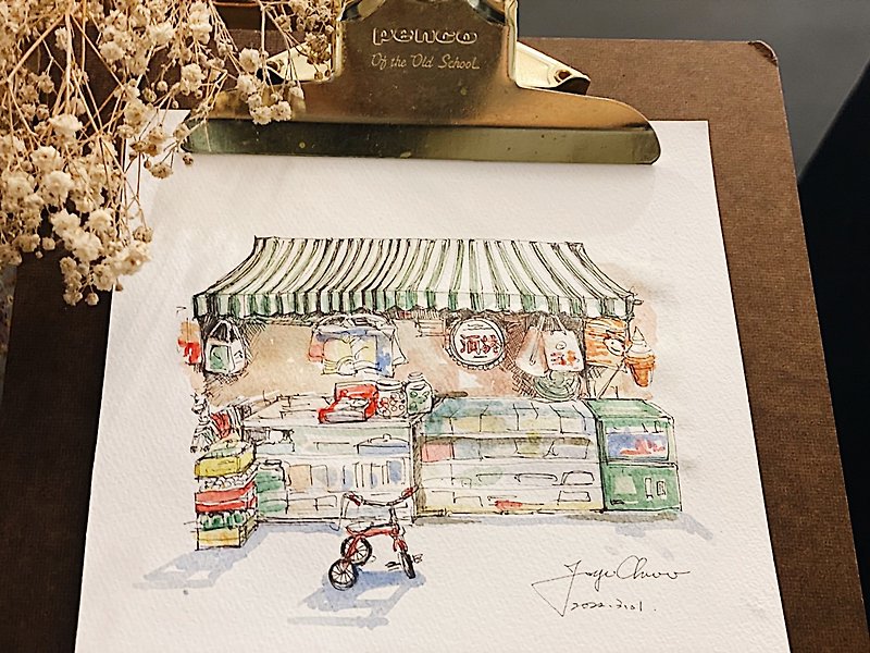 【One person as a group】Shop sketch_Grocery style shop. Joyce’s paper travel - วาดภาพ/ศิลปะการเขียน - กระดาษ 