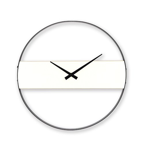 iINDOORS英倫家居 鐵製設計時鐘 簡約白橡 40cm 黑色烤漆 台製機芯 鐵藝鐘