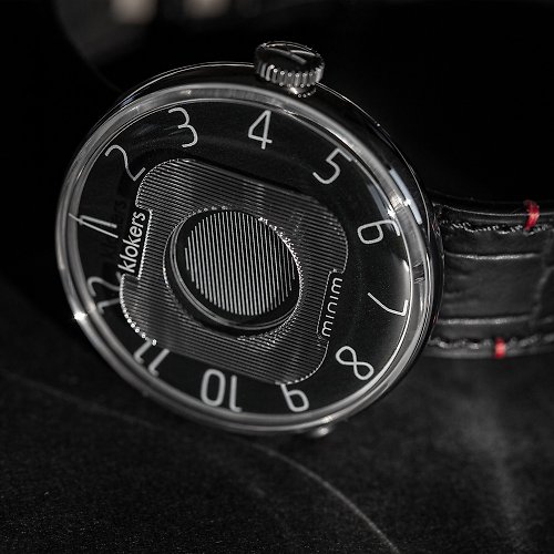 klokers 庫克錶 KLOK-08-M2 石墨黑色錶頭+皮革錶帶搭配摺疊錶扣 加碼送原廠手環
