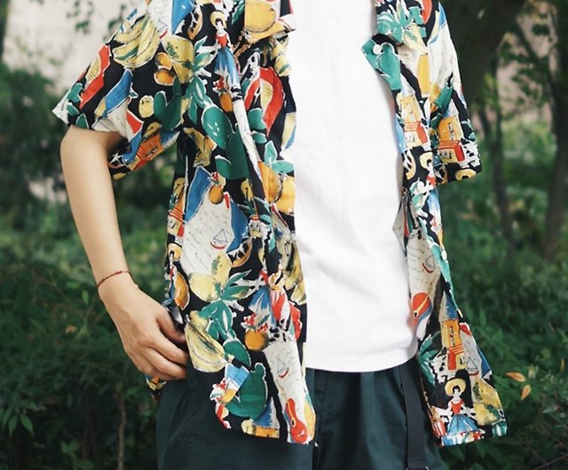Summer island style printing Japanese high-count cotton men and