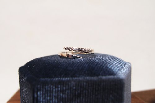 金日工飾手作工作室 925純銀簡約線條鋯石排鑽開放式戒指