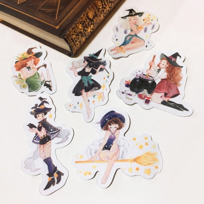 Witches Dance Stickers Pack 6pcs - Stickers - Paper White