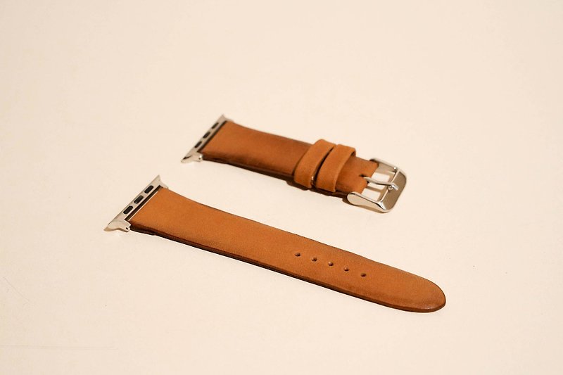 apple watch strap buckle engraving - Watchbands - Genuine Leather Brown