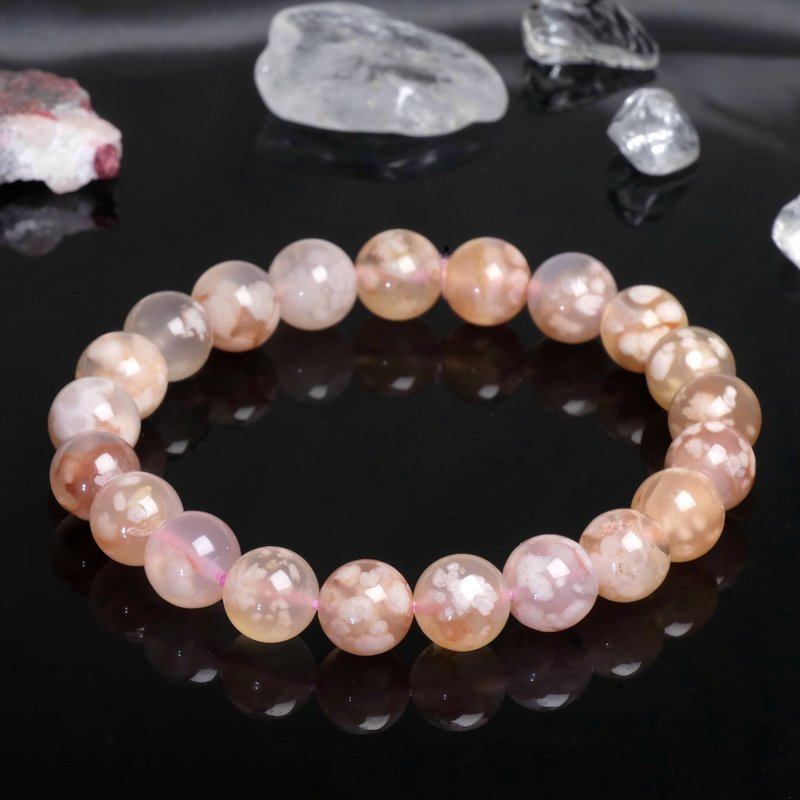 #355 One Picture, One Thing/9mm Sakura Agate Crystal Bracelet Mineral Bracelet Healthy Crystal - สร้อยข้อมือ - คริสตัล สึชมพู