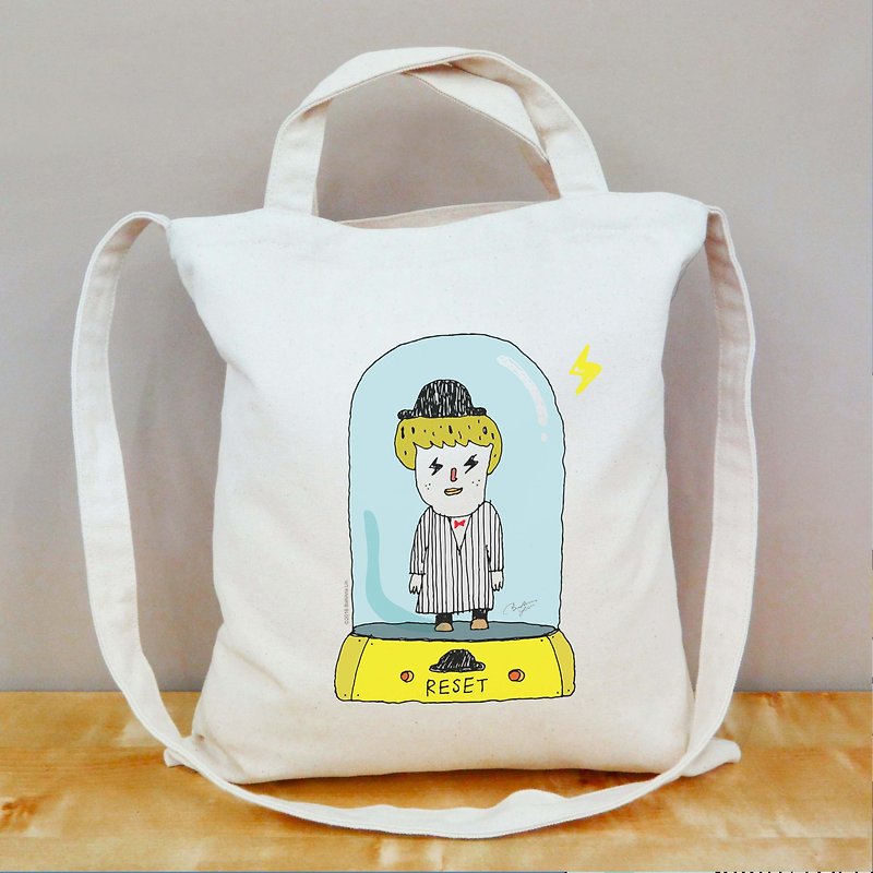 Illustrator BaNAna Ajiao Reset straight canvas bag - กระเป๋าคลัทช์ - ผ้าฝ้าย/ผ้าลินิน สีกากี