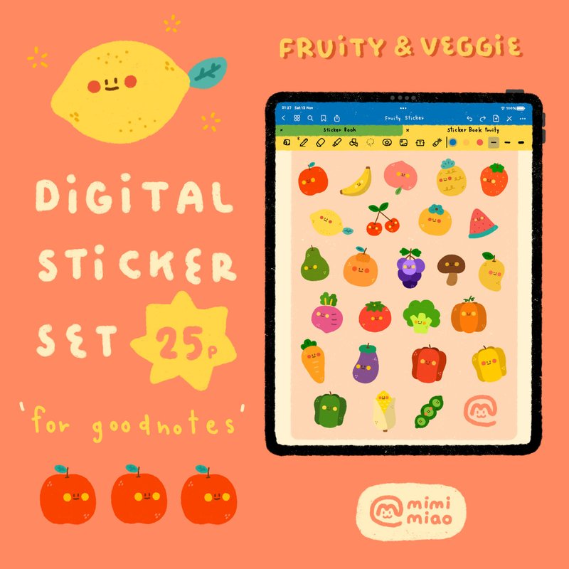 Fruity Veggie Digital Sticker for Goodnotes,Notability,Etc. - 電腦手機桌布/貼圖/App 圖示 - 其他材質 