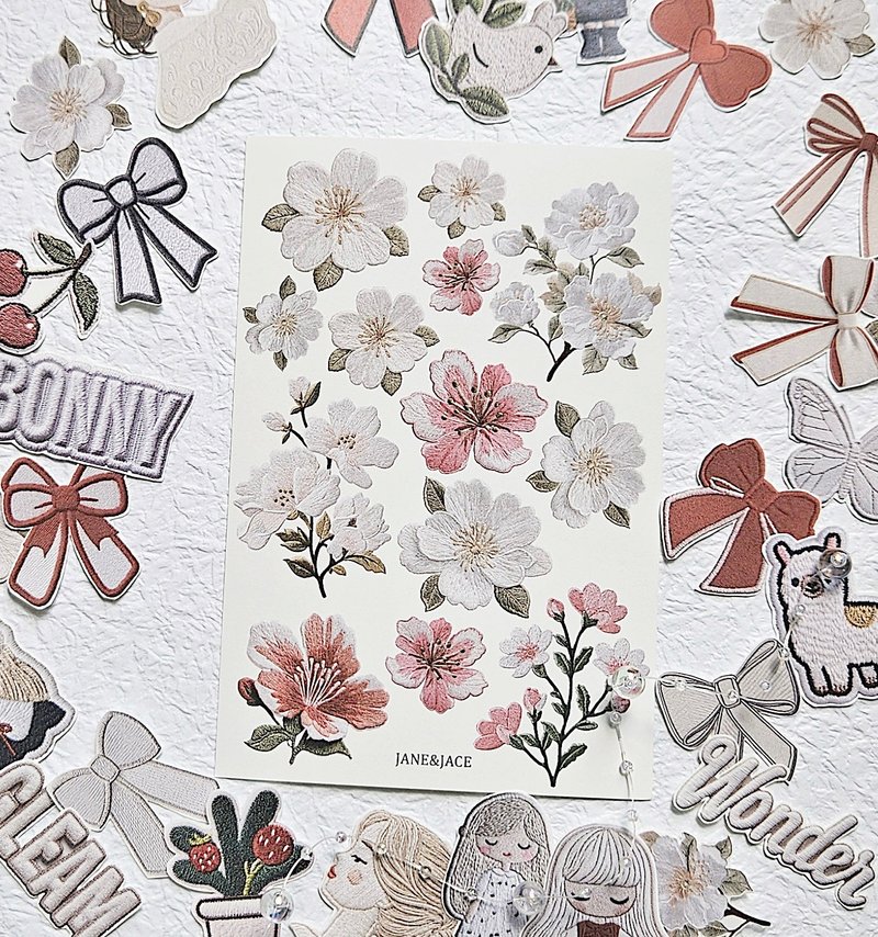Embroidered Patch Flower Paper - 貼紙 - 紙 