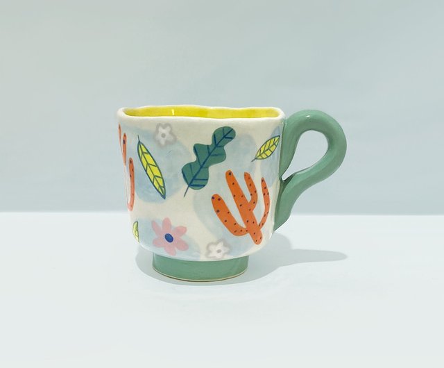 Handcrafted Cactus Ceramic Coffee Mug - Unique Hand Thrown Pottery