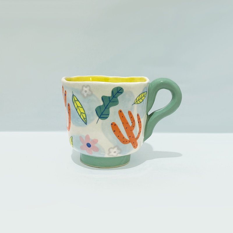 Cute Handmade Cool Cactus MUG CUP - 咖啡杯/馬克杯 - 陶 綠色