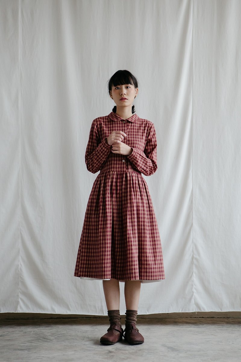 Makers Classic Dress in Dusty red (Christmas 2017) - 洋裝/連身裙 - 棉．麻 紅色