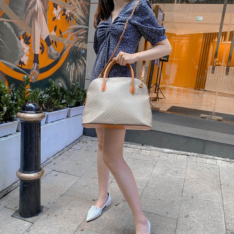 中古包Celine賽琳│棕啡老花│斜背包│單肩包│手提包│側揹包 - 手提包/手提袋 - 真皮 咖啡色