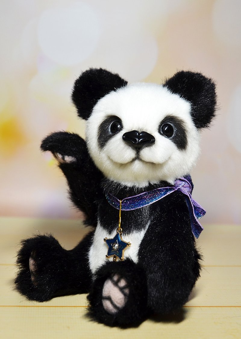 Stuffed plush panda bear toy artist teddy panda bear ooak - ตุ๊กตา - วัสดุอื่นๆ หลากหลายสี