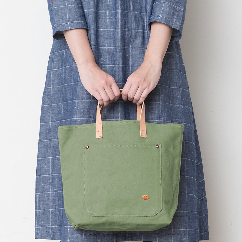 Mushroom MOGU / Portable Tote / Matcha Green / My Darling - Handbags & Totes - Cotton & Hemp Green