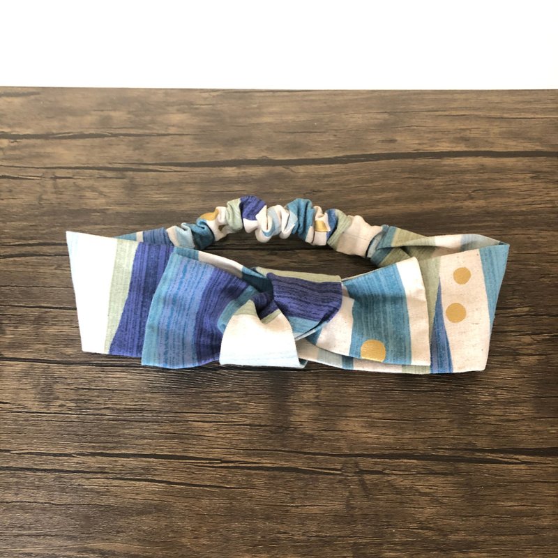 Geometric bow headband / リボンヘアバンド - Headbands - Cotton & Hemp Blue