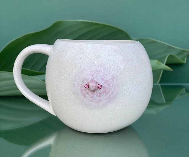 Handmade ceramic boob coffee mugs with piercing nipples - Shop Gumenchuk  ceramics Mugs - Pinkoi
