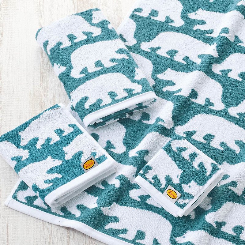 Maruma, Japan│Anorak British Design Towel Face Towel White Bear - Towels - Cotton & Hemp 