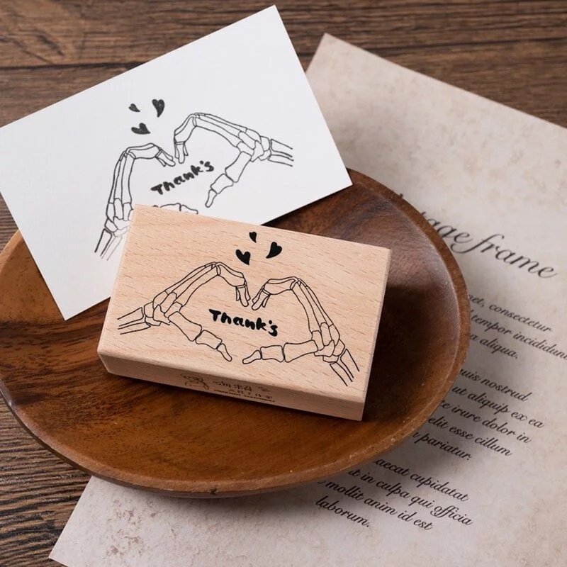 骷髏頭 印章 Thank's - 印章/印台 - 木頭 咖啡色