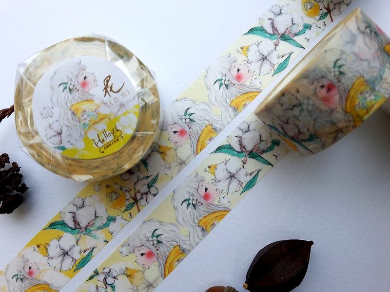 Blooming series-spring cotton paper tape - Washi Tape - Paper Yellow
