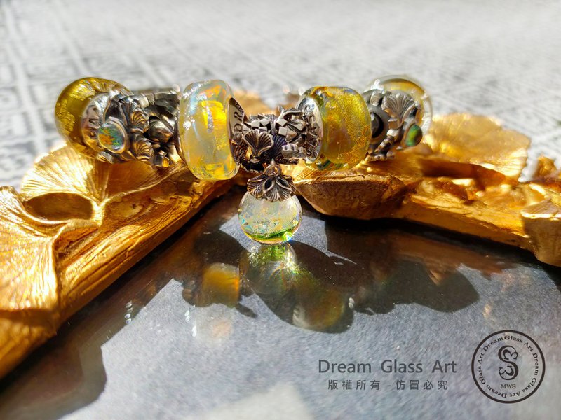 Dream Glass Art *Flower Series -Ginkgo SBBF-190513P - Bracelets - Other Metals Silver