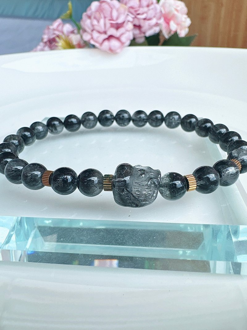 Xinchen-Black Hair Crystal Pixiu Bronze String - สร้อยข้อมือ - คริสตัล สีดำ