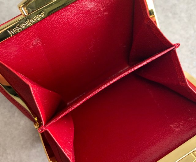 Yves Saint Laurent Bi-fold Coin purse Red hotsell Wallet