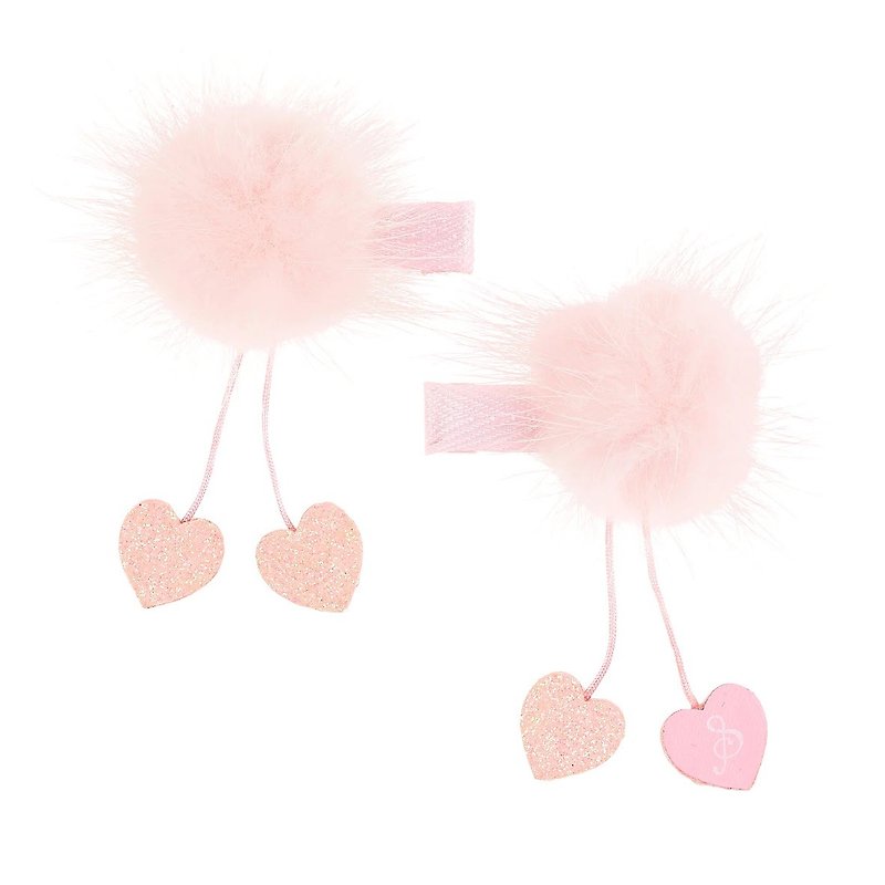 Dutch Souza pink furry love hair clip set - Hair Accessories - Nylon Pink