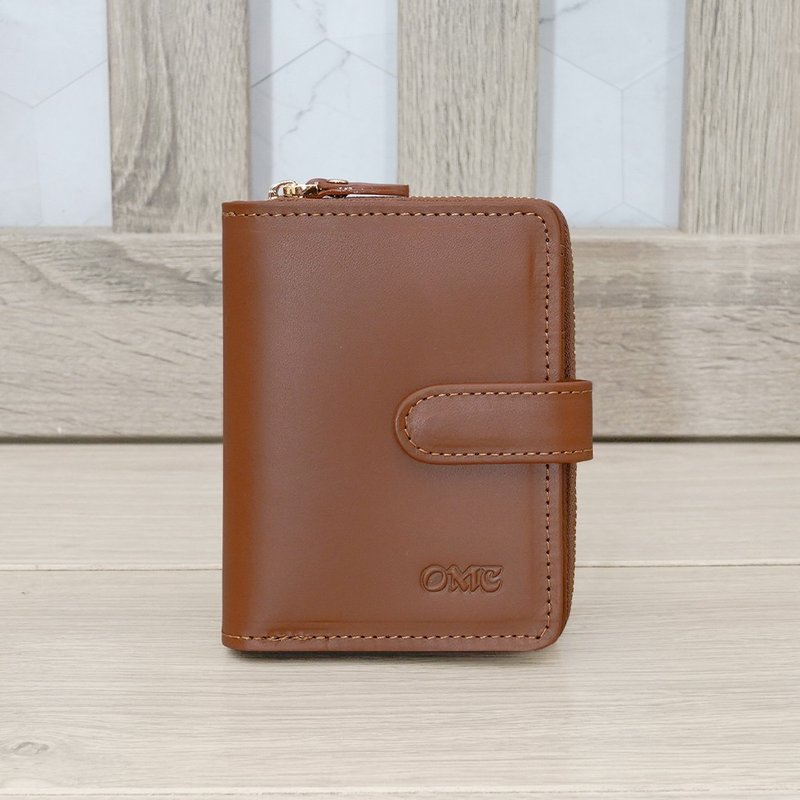 微NG新品-棕色-歐洲植鞣革文青豎款活頁牛皮短夾94161 - 錢包/皮夾/長短夾 - 真皮 咖啡色