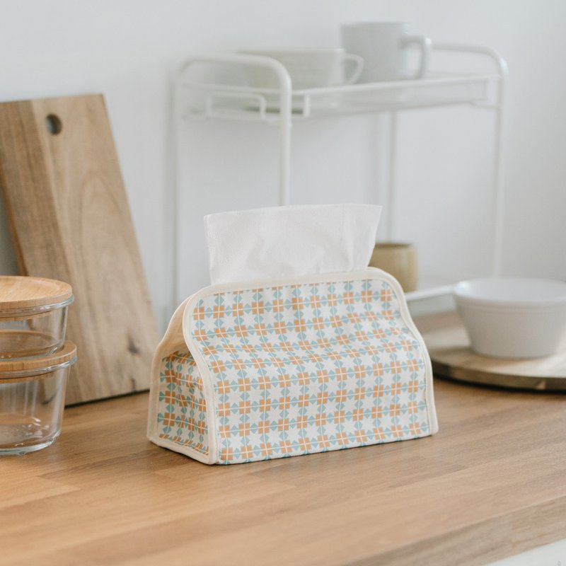 Cottage paper cover/old tile/orange hydrangea/classic new color II - Tissue Boxes - Cotton & Hemp Orange