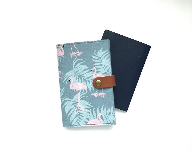 布製護照套 紅鶴 藍色 旅行 - 護照套 - 棉．麻 藍色