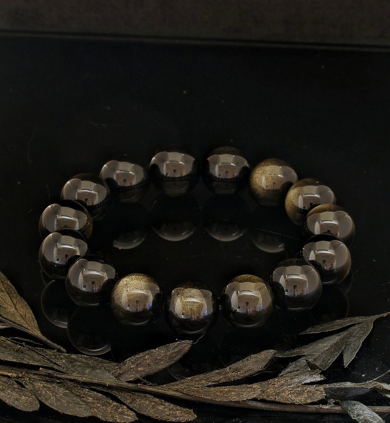 金曜石 14mm 水晶手鍊 (Golden Obsidian14mm Crystal Bracelet) - 手鍊/手環 - 水晶 