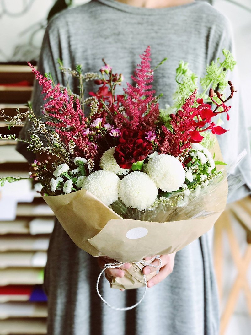 フレッシュフラワーブーケ!! [知恵の女神 - アテナアテナ]彼のガールフレンドを送信するためにバレンタインデーの新鮮な花束 - 観葉植物 - 寄せ植え・花 