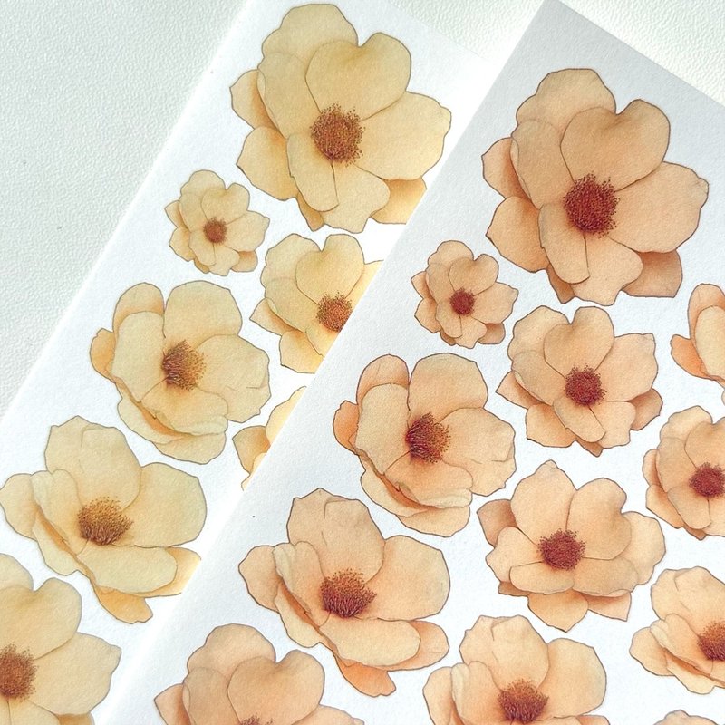 Yellow Flower Sticker 2 Colors MIX (anns note) vintage - 貼紙 - 紙 黃色