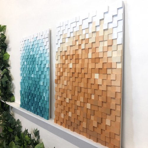 wooden mosaic wall decor, Texture wood wall art, 3D Wall hanging, sound  diffuser - Shop LiviaWoodArt Wall Décor - Pinkoi