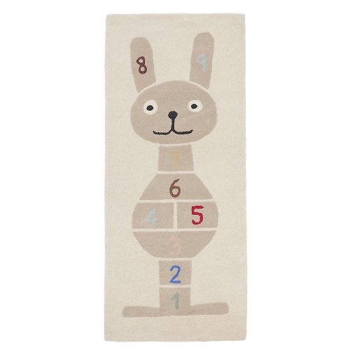 OYOY 丹麥質感家居 OYOY 造型手工羊毛地毯 / 兔兔跳格子