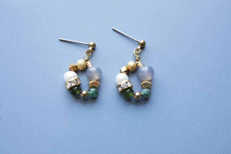 │ Small Garden│ Earrings - Grey Agate - Earrings & Clip-ons - Other Metals Gray