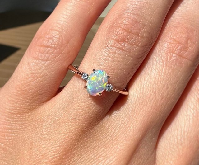 天然オパール リング-エチオピア オパール リング-婚約指輪