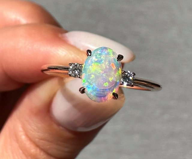 魅力的な 天然オパール リング-婚約指輪 オパール リング-エチオピア アクセサリー