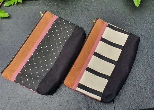 hellobellta STAND BY ME Canvas pouch Lovely Black and Pink color design YKK zipper
