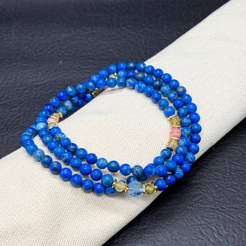 Zen | 108念珠 108 Beads 青金石 綠石榴 紅紋石 藥師咒藍水晶 - 手鍊/手環 - 水晶 
