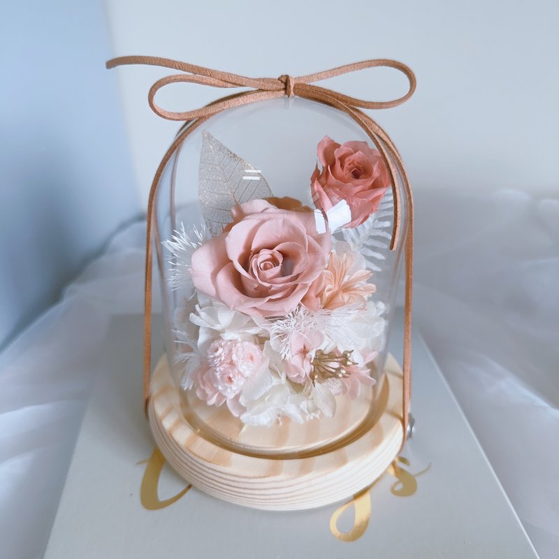 柔霧玫瑰 永生花玻璃盅 永生花鍾罩 生日 告白 紀念日 聖誕節禮物 - 乾燥花/永生花 - 植物．花 粉紅色