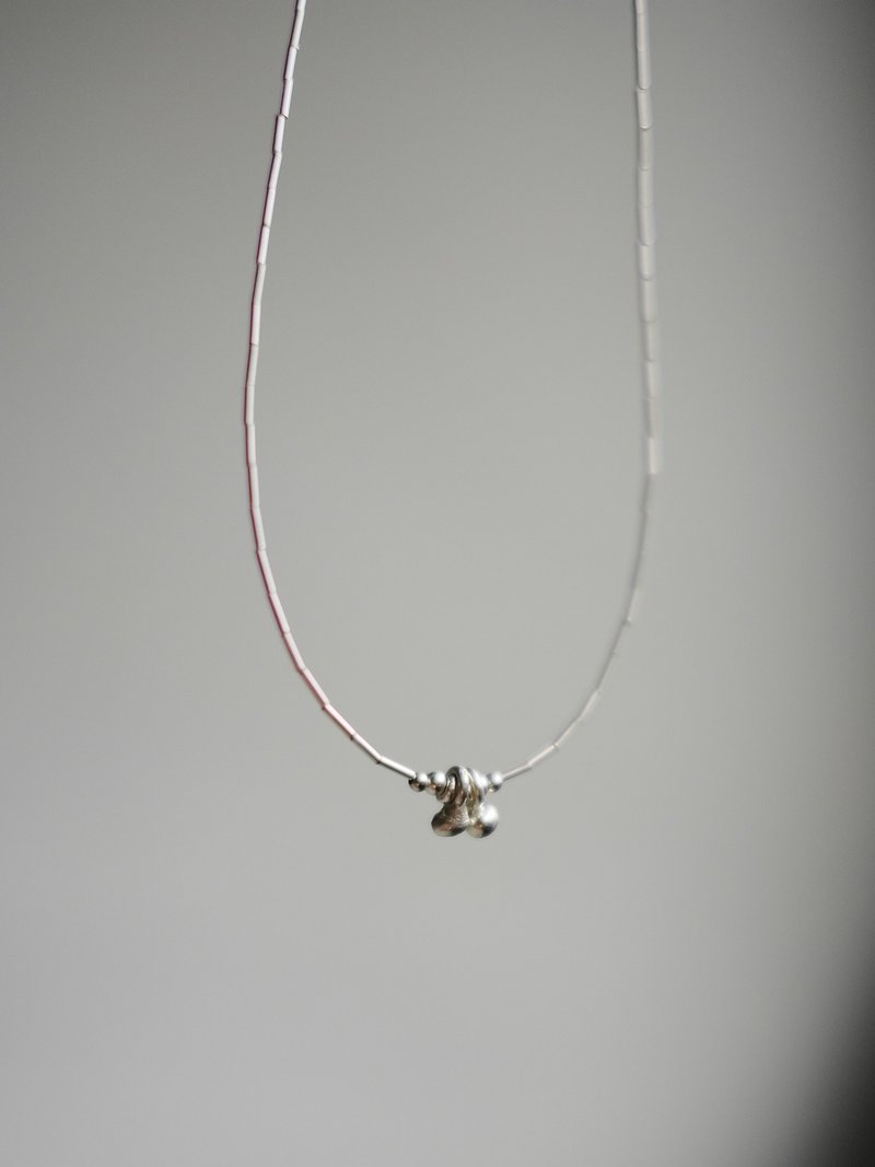 純銀雙珠項鍊 - 項鍊 - 純銀 銀色