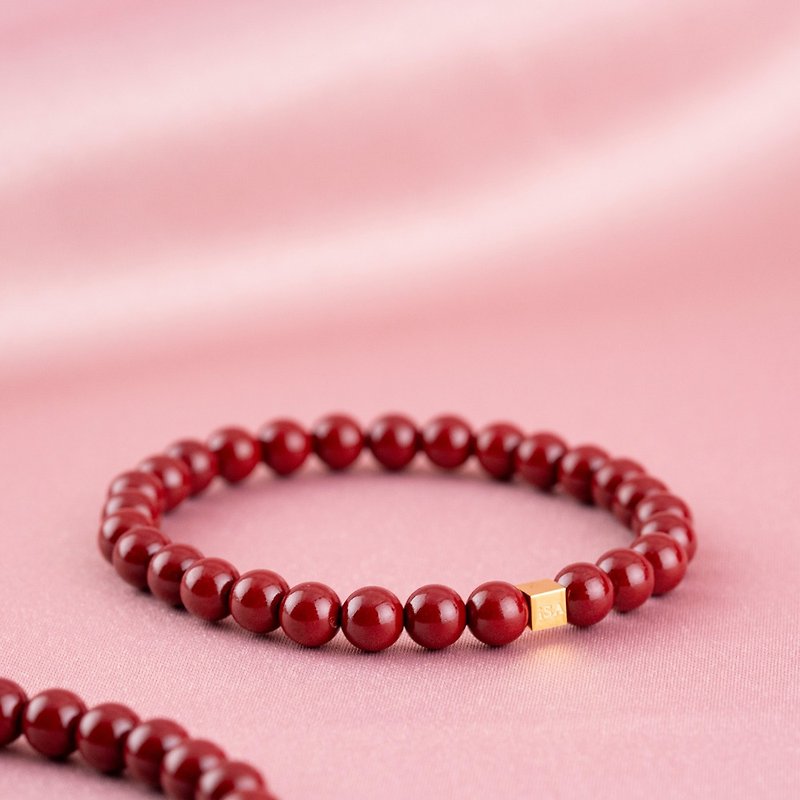 Purple Gold Sand | Cinnabar | Natural Energy Bracelet | 6-7mm - สร้อยข้อมือ - หิน สีแดง