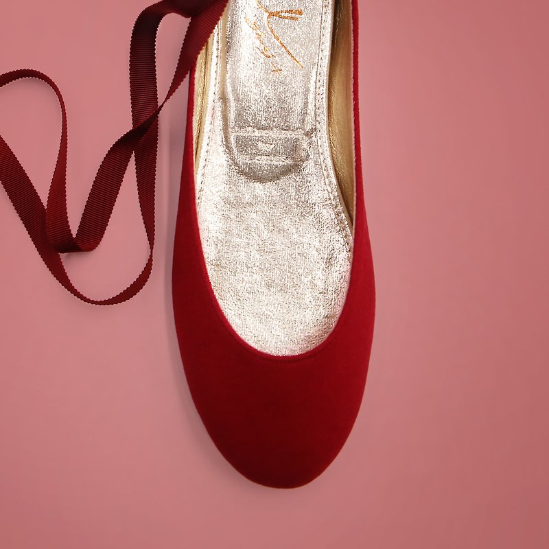 Leá Red (Dancing Red) Flats Actress Version | WL - Mary Jane Shoes & Ballet Shoes - Genuine Leather Red