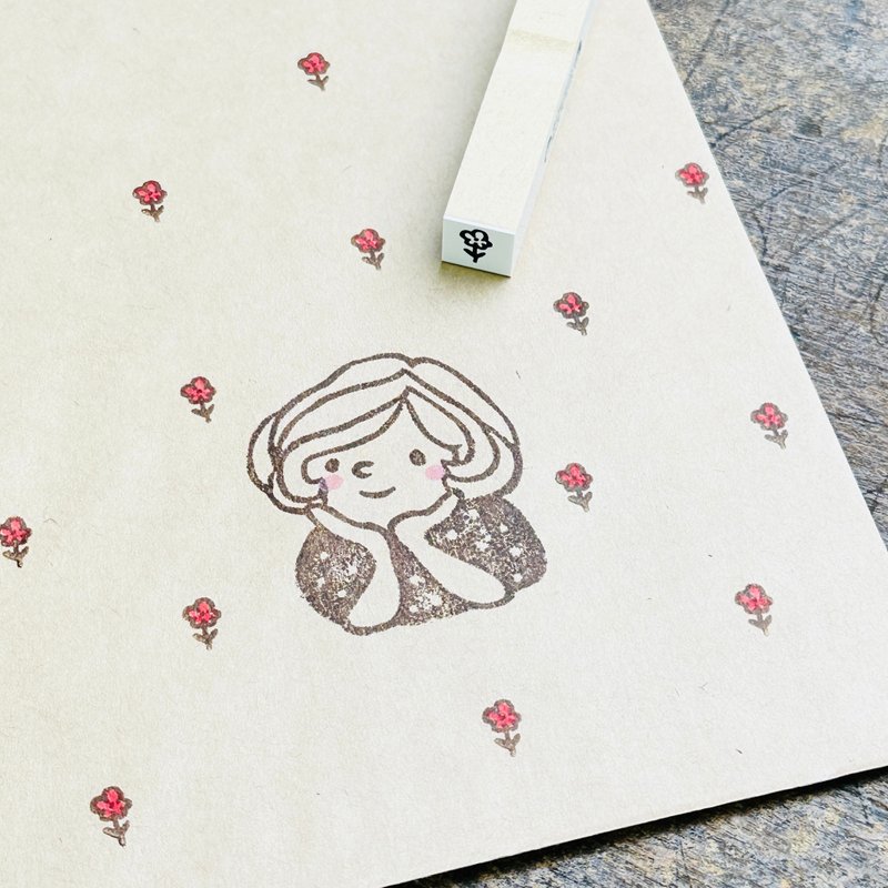 [Flower] Schedule stamp*10mm square*R977 - Stamps & Stamp Pads - Wood 