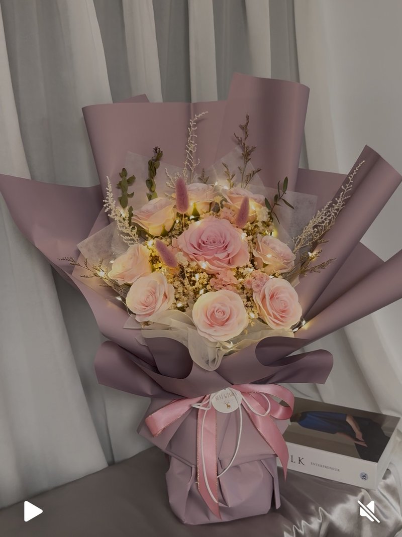 乾燥花束 粉紫色花束 永生花花束 閃燈花束 - 乾燥花/永生花 - 植物．花 